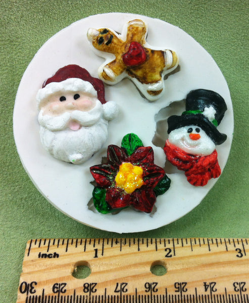 Santa, Gingerbread, Snowman, Poinsettia