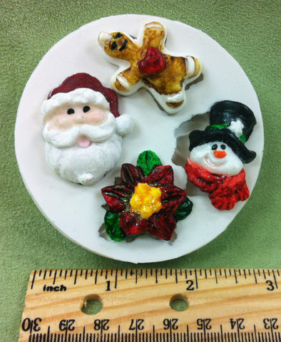 Santa, Gingerbread, Snowman, Poinsettia